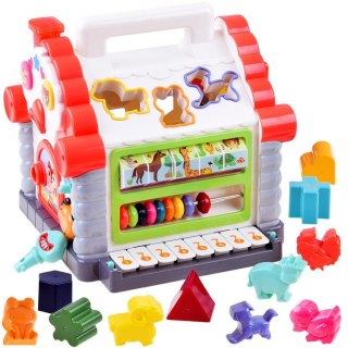 Interaktywny Domek kostka edukacyjna sorter klocki zwierzątka ZA3518