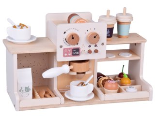 Zestaw Drewniany Kawiarnia Coffee Shop Ekspres Kubeczki Desery ZA5938