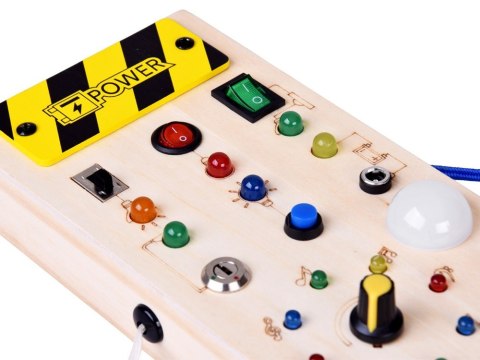 Drewniana TABLICA manipulacyjna Montessori - elektryczne diody LED ZA5944