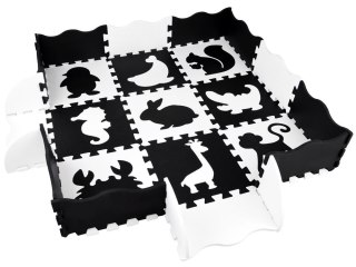 Mata piankowa - Puzzle kontrastowe dla niemowląt ZWIERZĘTA 120x120cm ZA4783