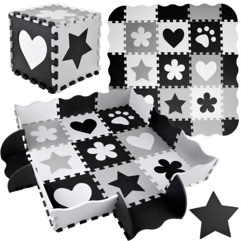 Puzzle piankowe - Kontrastowa mata dla niemowląt KSZTAŁTY 120x120cmZA4782