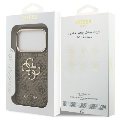 GUESS futerał do IPHONE 17 Pro Max GUHCP17X4GMGCBR (PU W/ Big 4G Classic Logo) złoto brązowy