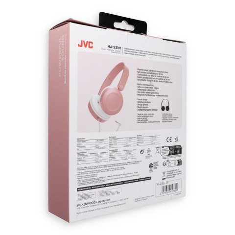 Słuchawki przewodowe naszune JVC HAS31MPE różowe