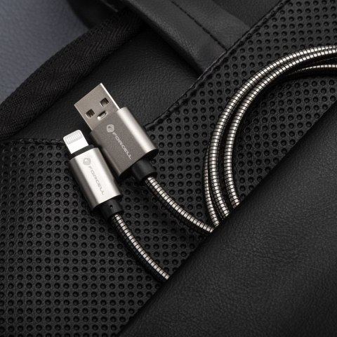 Kabel USB A do Lightning Forcell F-Energy 2,4A 12W Metal 2 m C236 srebrny