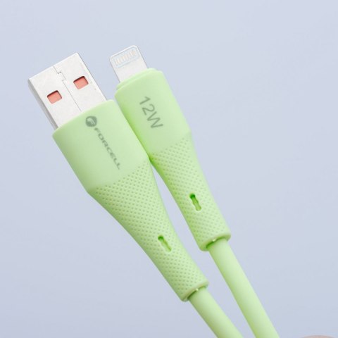 Kabel USB A do Lightning Forcell F-Energy 2,4A 12W Silicone 1 m C343 zielony