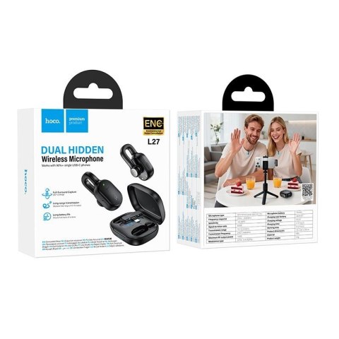 Mikrofon krawatowy bezprzewodowy USB-C Hoco L27 czarny