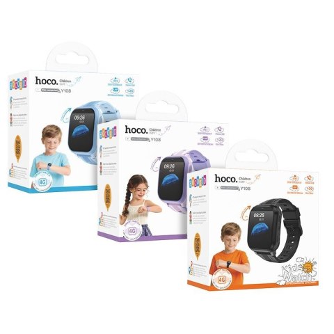 Smartwatch dla dzieci 1,69" 4G GPS z funkcją rozmowy Hoco Y108 fioletowy