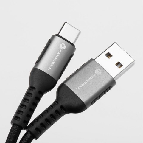 Kabel USB A do USB C Forcell F-Energy QC4.0 3A 66W Cafule 2 m C256 czarny