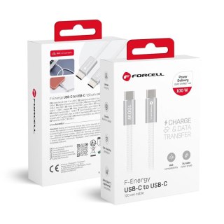 Kabel USB C do USB C Forcell F-Energy QC4.0 PD 3A 60W Cafule Color 1,2 m ACYH23 biały