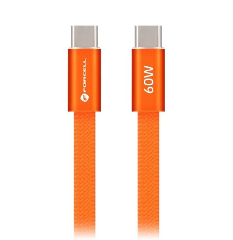Kabel USB C do USB C Forcell F-Energy QC4.0 PD 3A 60W Cafule Flat 1,2 m CCFN23 pomarańczowy