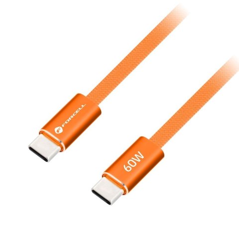 Kabel USB C do USB C Forcell F-Energy QC4.0 PD 3A 60W Cafule Flat 1,2 m CCFN23 pomarańczowy