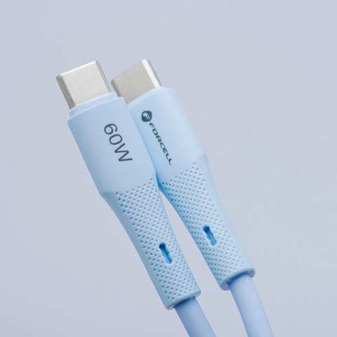 Kabel USB C do USB C Forcell F-Energy QC4.0 PD 3A 60W Silicone 1 m C344 niebieski