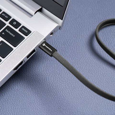 Kabel USB C do USB C Forcell F-Energy QC4.0 PD 5A 100W Cafule Flat 1,2 m CCFN23 czarny