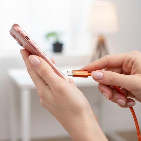 Kabel USB C do USB C Forcell F-Energy QC4.0 PD 5A 100W Cafule Flat 1,2 m CCFN23 pomarańczowy