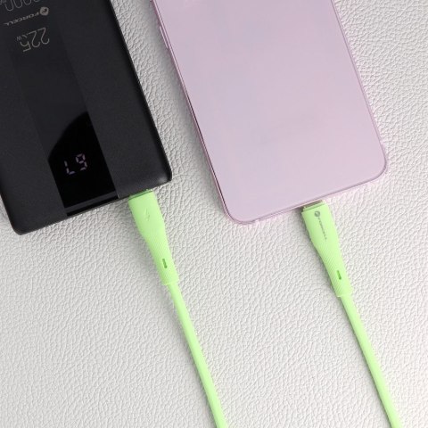 Kabel USB C do USB C Forcell F-Energy QC4.0 PD 5A 100W Silicone 1 m C347 zielony