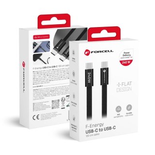 Kabel USB C do USB C Forcell F-Energy QC4.0 PD 5A 240W Cafule Flat 1,2 m CCFN23 czarny