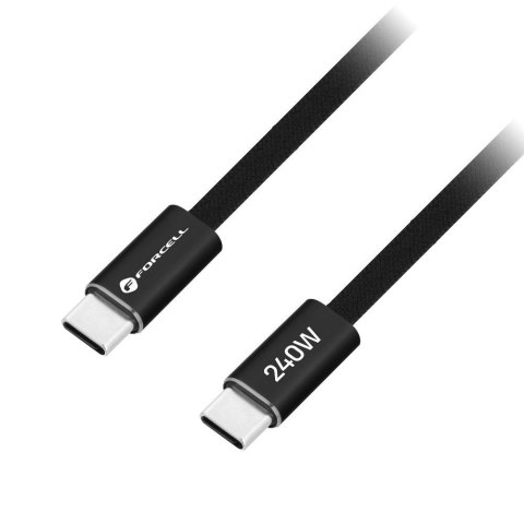 Kabel USB C do USB C Forcell F-Energy QC4.0 PD 5A 240W Cafule Flat 1,2 m CCFN23 czarny