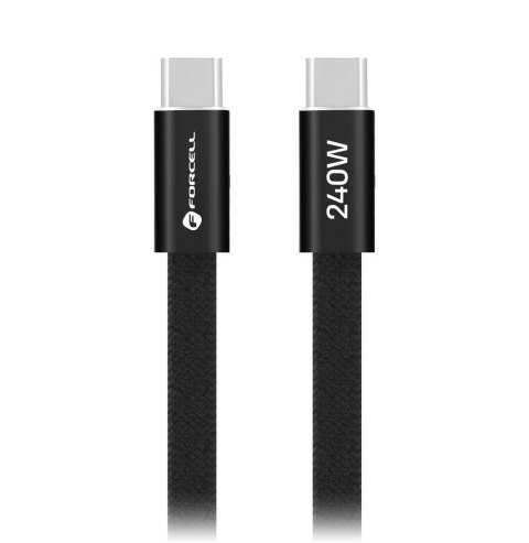 Kabel USB C do USB C Forcell F-Energy QC4.0 PD 5A 240W Cafule Flat 1,2 m CCFN23 czarny