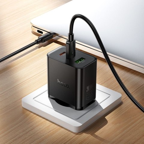 Ładowarka sieciowa do telefonu Hoco 2x USB C + USB A QC3.0 PD 3A 65W N75 czarna