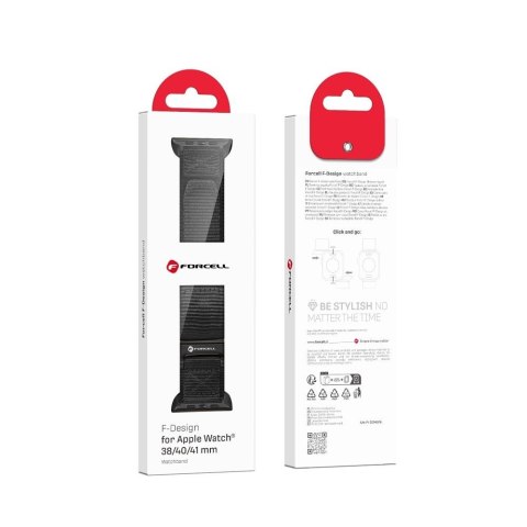 Pasek do Apple Watch Forcell F-Design FA05 rzep nylon 38 / 40 / 41 mm czarny