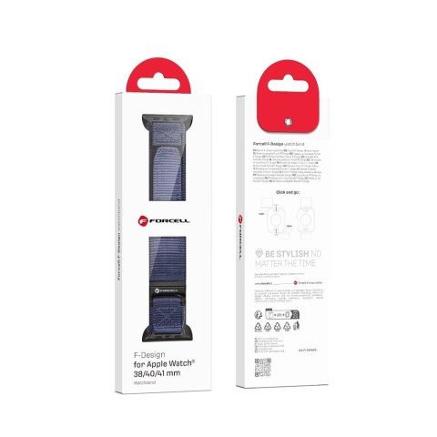 Pasek do Apple Watch Forcell F-Design FA05 rzep nylon 38 / 40 / 41 mm niebieski