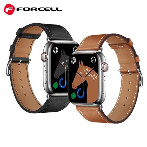 Pasek do Apple Watch Forcell F-Design FA20 dziurki skóra ekologiczna 38 / 40 / 41 mm czarny