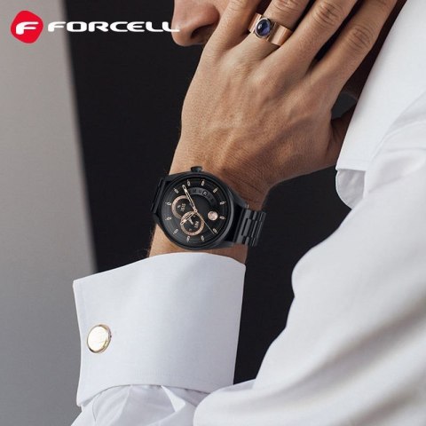 Pasek do Samsung Galaxy Watch Forcell F-Design FS06 zatrzask stal 22 mm czarny