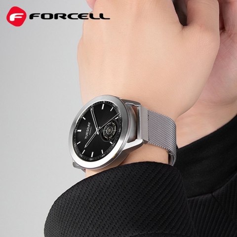 Pasek do Samsung Galaxy Watch Forcell F-Design FS11 magnetyczny stal 20 mm srebrny