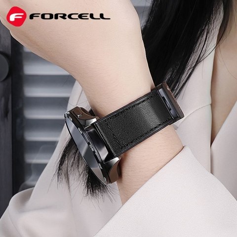 Pasek do Samsung Galaxy Watch Forcell F-Design FS20 magnetyczny skóra ekologiczna 20 mm brązowy