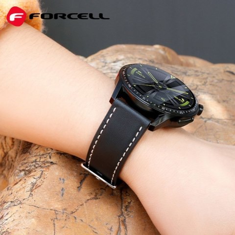 Pasek do Samsung Galaxy Watch Forcell F-Design FS21 dziurki skóra ekologiczna 20 mm czarny