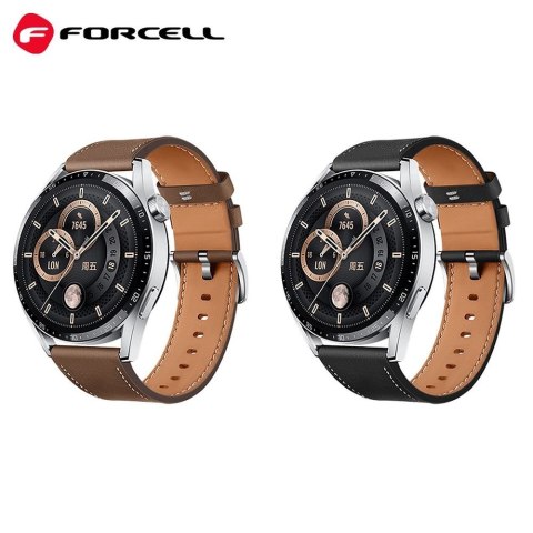 Pasek do Samsung Galaxy Watch Forcell F-Design FS21 dziurki skóra ekologiczna 20 mm czarny