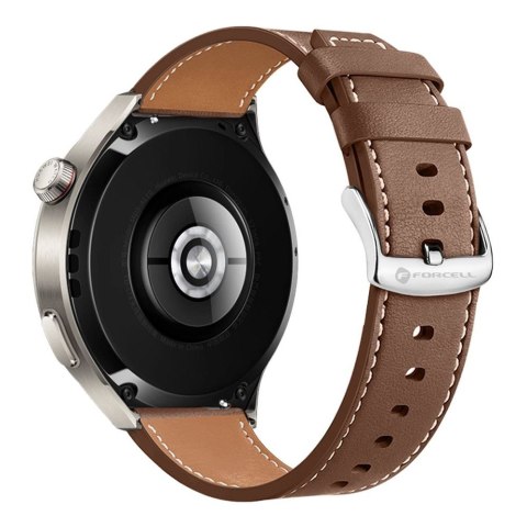 Pasek do Samsung Galaxy Watch Forcell F-Design FS21 dziurki skóra ekologiczna 22 mm brązowy