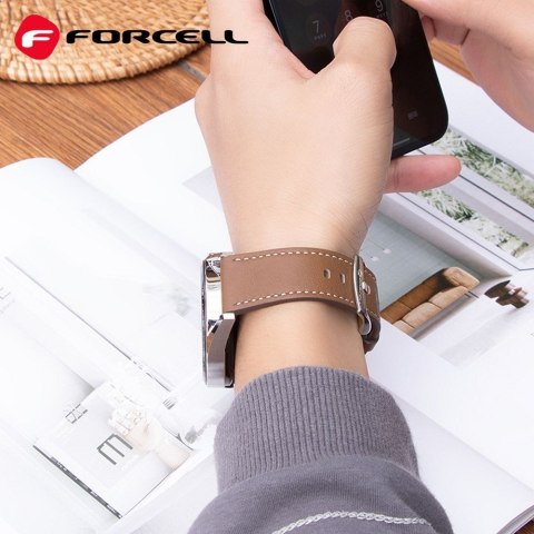 Pasek do Samsung Galaxy Watch Forcell F-Design FS21 dziurki skóra ekologiczna 22 mm brązowy