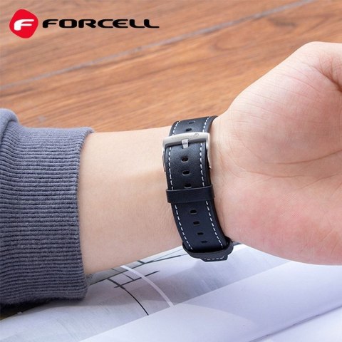 Pasek do Samsung Galaxy Watch Forcell F-Design FS21 dziurki skóra ekologiczna 22 mm brązowy