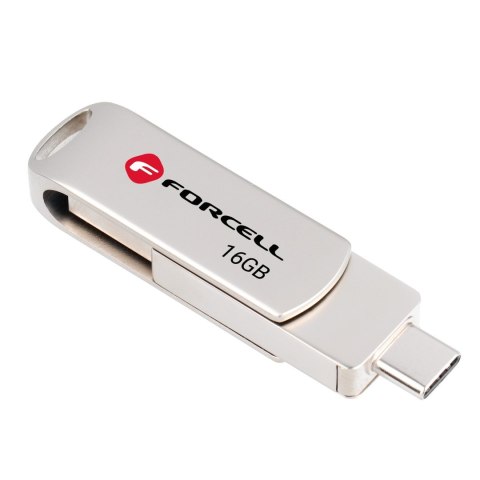 Pendrive 16GB USB 3.2 Gen 1 (USB A / USB C) Forcell F-Data Metal Duo srebrny