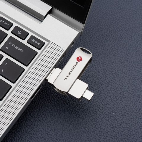 Pendrive 16GB USB 3.2 Gen 1 (USB A / USB C) Forcell F-Data Metal Duo srebrny