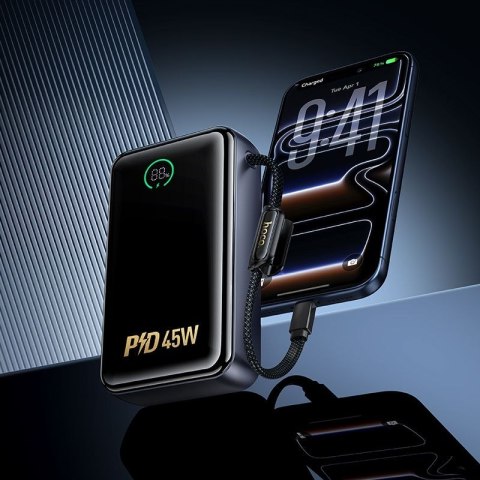 Powerbank 20000 mAh PD QC 2A 45W z wbudowanym kablem USB C Hoco Q54 biały