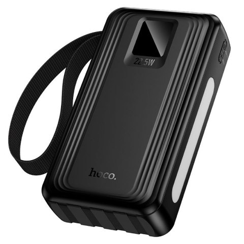 Powerbank 20000 mAh QC PD 22,5W z wbudowanymi kablami USB A + USB C + Lightning + Micro USB oraz dwoma latarkami Hoco J173 czarn
