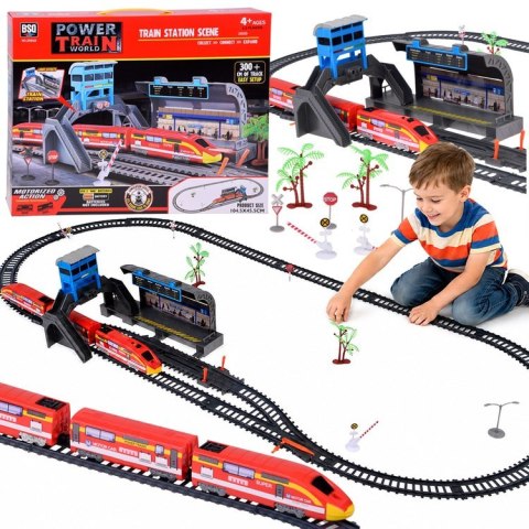 Elektryczna kolejka POCIĄG dla dzieci + Dworzec Perony Tory 300 cm RC0782
