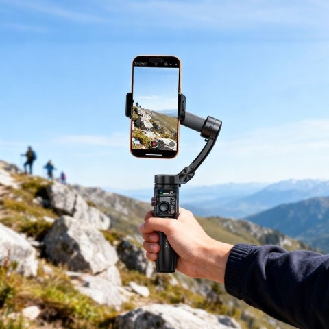 Gimbal z 3-osiową stabilizacją z pilotem bezprzewodowym Hoco K91 czarny