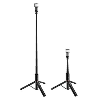 Selfie stick tripod z pilotem bezprzewodowym + światłem LED Hoco K34 czarny