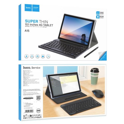 Tablet 10.1" 6GB/128GB Hoco HD Wi-Fi/4G/BT 5.0 Android 14 A15 szary